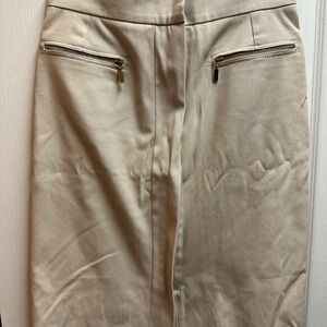 Oscar de la Renta Chic Cream Pencil Skirt with Zipper Pockets size 10/ NWOT 184